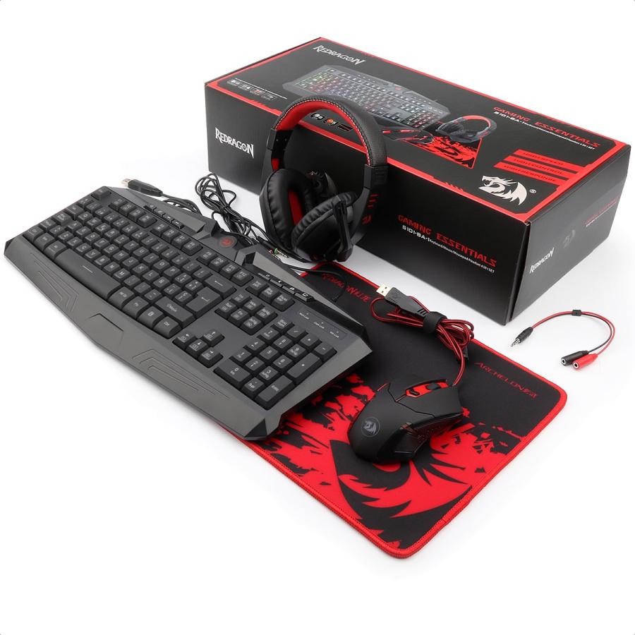 Combo Redragon S101-3: Tastiera Gaming E Mouse Cablati - Retroilluminati, QWERTY Nero